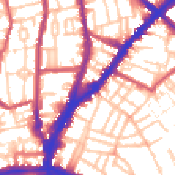 Daytime road noise heatmap for N1 2XH
