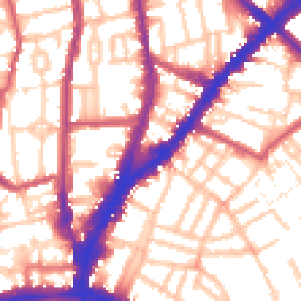 Daytime road noise heatmap for N1 2XN