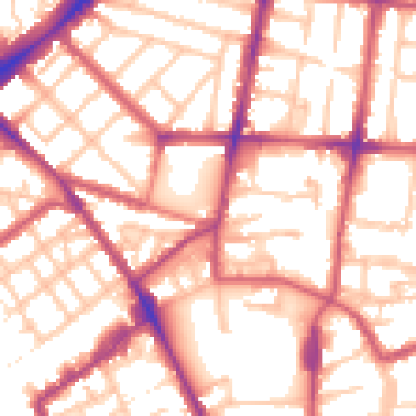 Daytime road noise heatmap for N1 3DU
