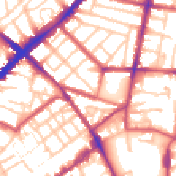 Daytime road noise heatmap for N1 3EE