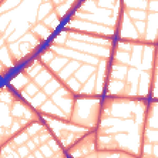 Daytime road noise heatmap for N1 3EP