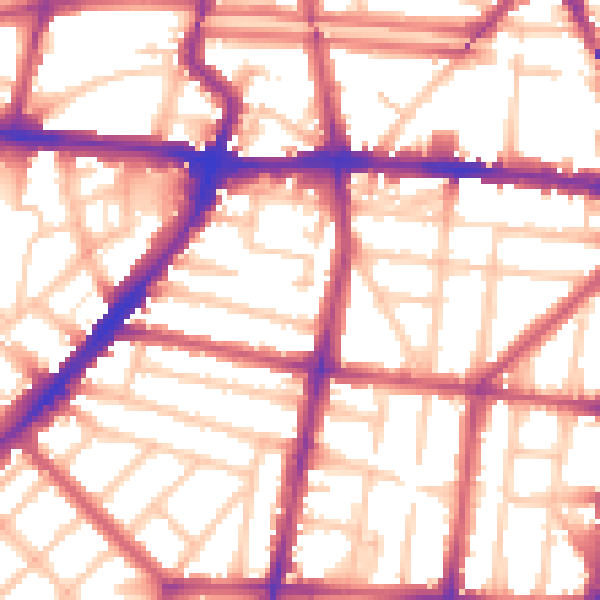 Daytime road noise heatmap for N1 3FW