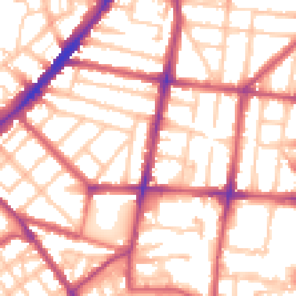 Daytime road noise heatmap for N1 3JS