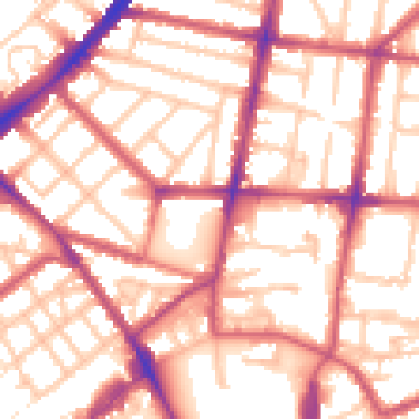 Daytime road noise heatmap for N1 3JU