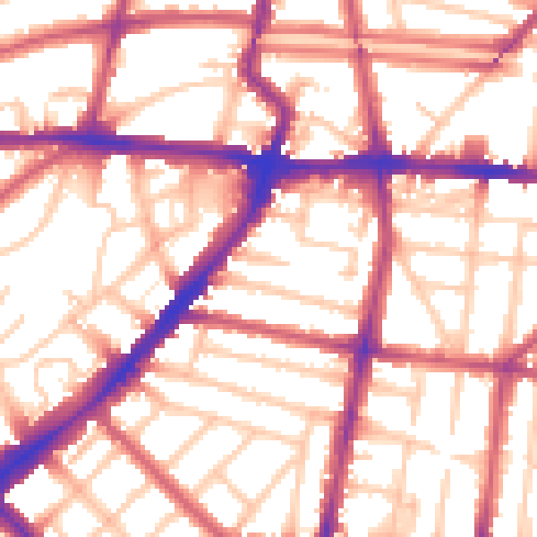 Daytime road noise heatmap for N1 3NJ
