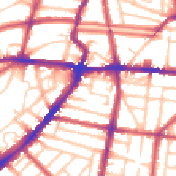 Daytime road noise heatmap for N1 3QB