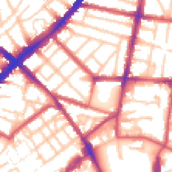 Daytime road noise heatmap for N1 3QU