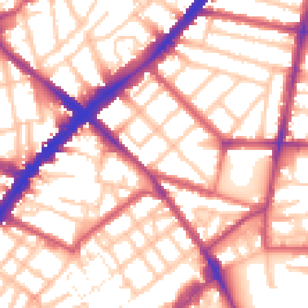 Daytime road noise heatmap for N1 3QZ