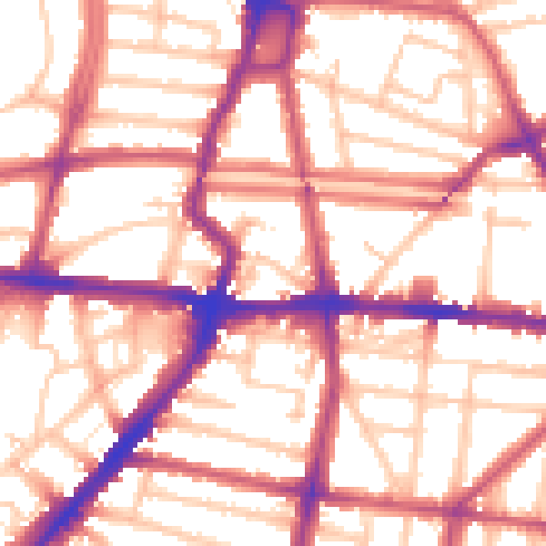 Daytime road noise heatmap for N1 4AB