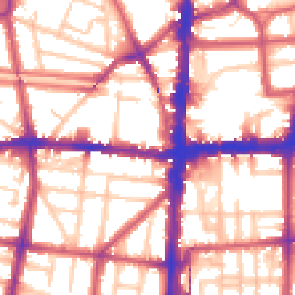 Daytime road noise heatmap for N1 4AT