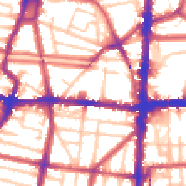 Daytime road noise heatmap for N1 4AW