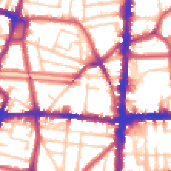 Daytime road noise heatmap for N1 4AZ