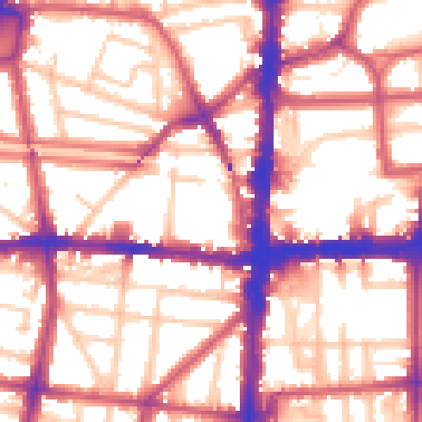 Daytime road noise heatmap for N1 4BA