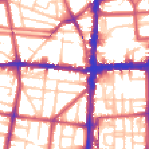 Daytime road noise heatmap for N1 4BP