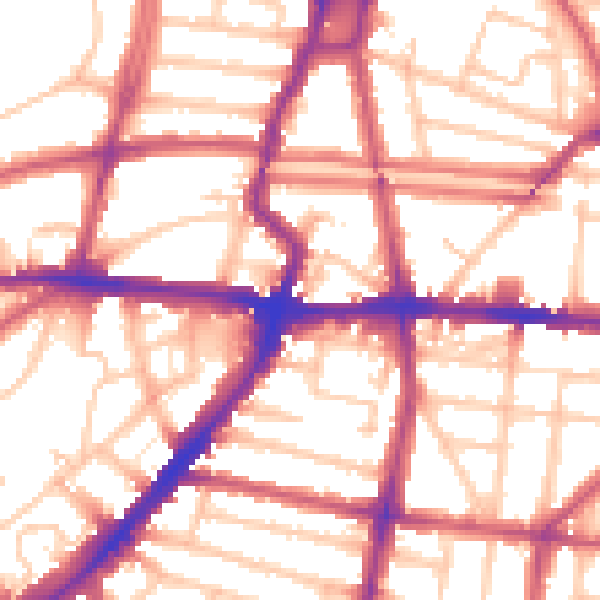 Daytime road noise heatmap for N1 4BQ