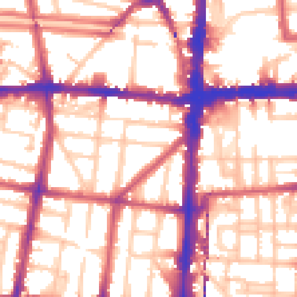Daytime road noise heatmap for N1 4DG