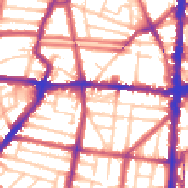 Daytime road noise heatmap for N1 4DX