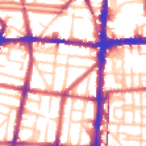 Daytime road noise heatmap for N1 4EY