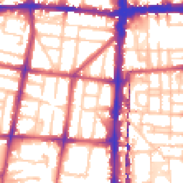 Daytime road noise heatmap for N1 4LG