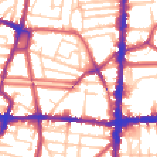 Daytime road noise heatmap for N1 4NL