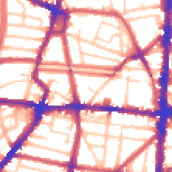 Daytime road noise heatmap for N1 4NW