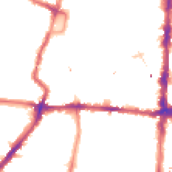 Night-time road noise heatmap for N1 4NW