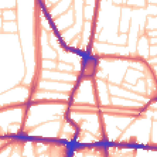 Daytime road noise heatmap for N1 4RA