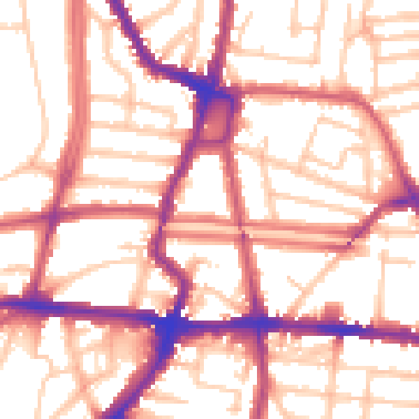 Daytime road noise heatmap for N1 4RB