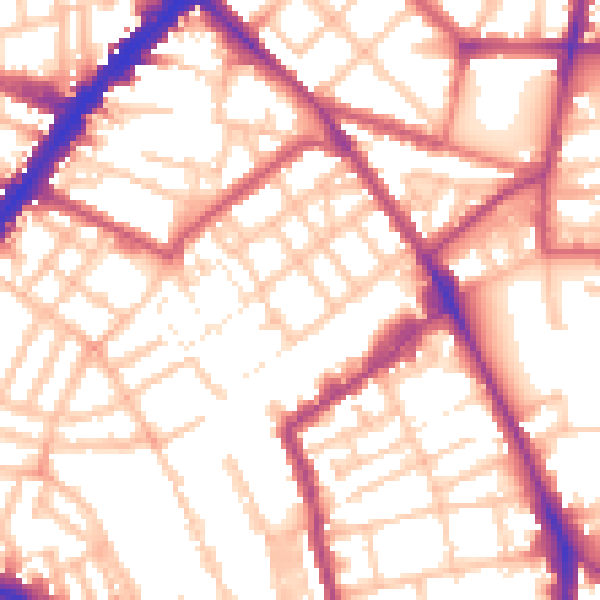 Daytime road noise heatmap for N1 7BB