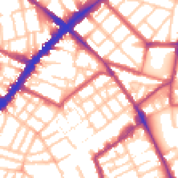 Daytime road noise heatmap for N1 7BZ