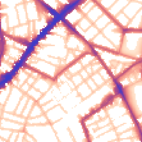 Daytime road noise heatmap for N1 7DB