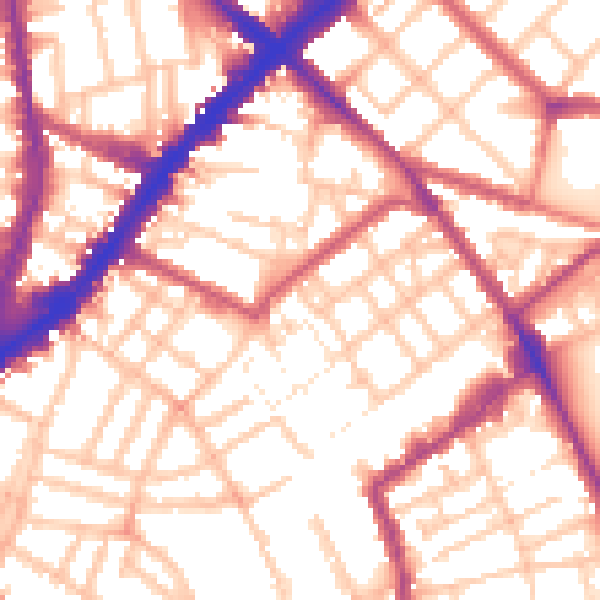 Daytime road noise heatmap for N1 7DG