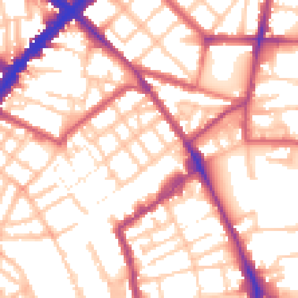 Daytime road noise heatmap for N1 7DS