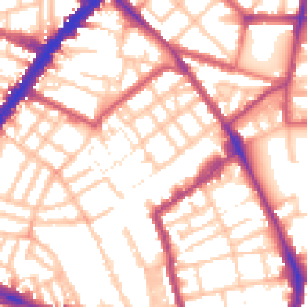 Daytime road noise heatmap for N1 7DY