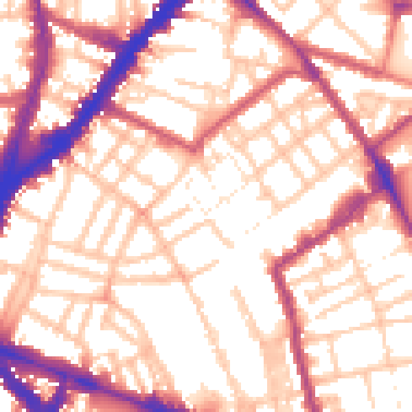 Daytime road noise heatmap for N1 7FR