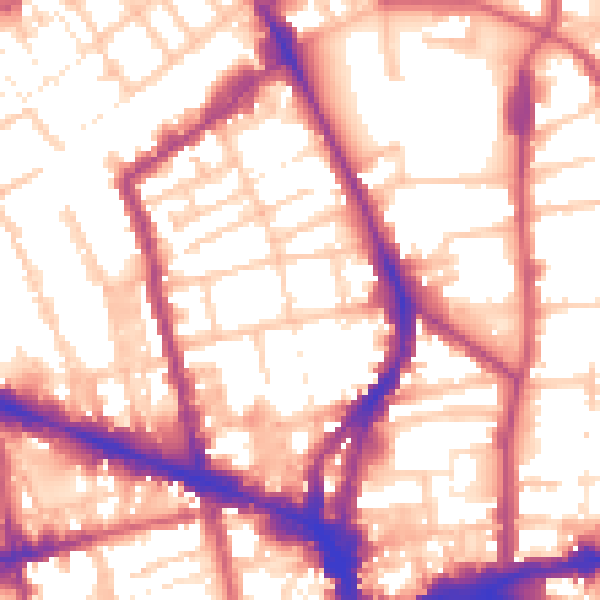 Daytime road noise heatmap for N1 7GF