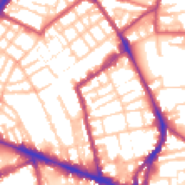 Daytime road noise heatmap for N1 7HY