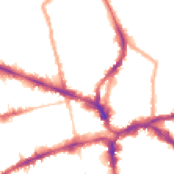 Night-time road noise heatmap for N1 7NP