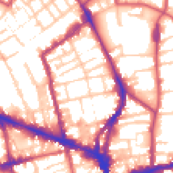 Daytime road noise heatmap for N1 7PT