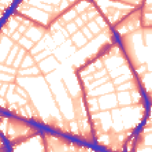 Daytime road noise heatmap for N1 7QA