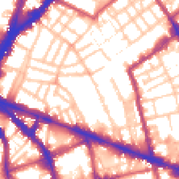 Daytime road noise heatmap for N1 7RL