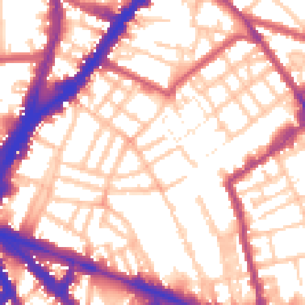 Daytime road noise heatmap for N1 8AH