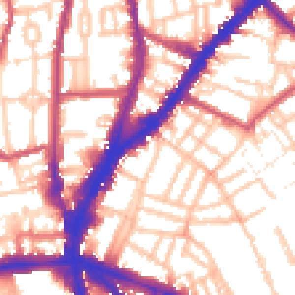 Daytime road noise heatmap for N1 8AR