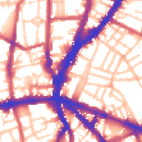 Daytime road noise heatmap for N1 8BP