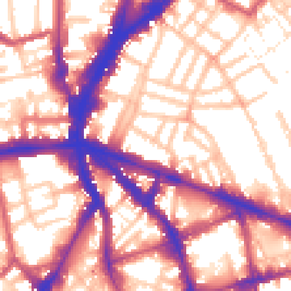 Daytime road noise heatmap for N1 8DA