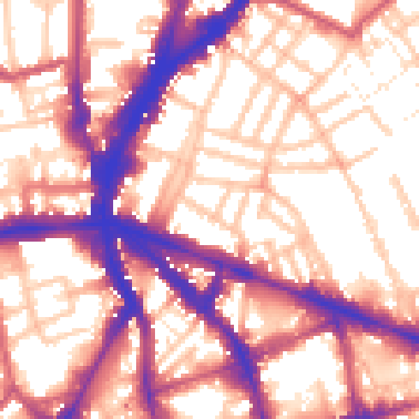 Daytime road noise heatmap for N1 8DE