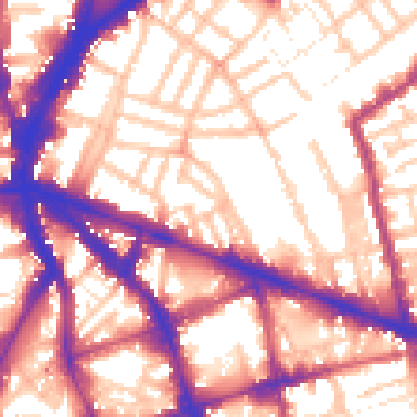 Daytime road noise heatmap for N1 8DJ