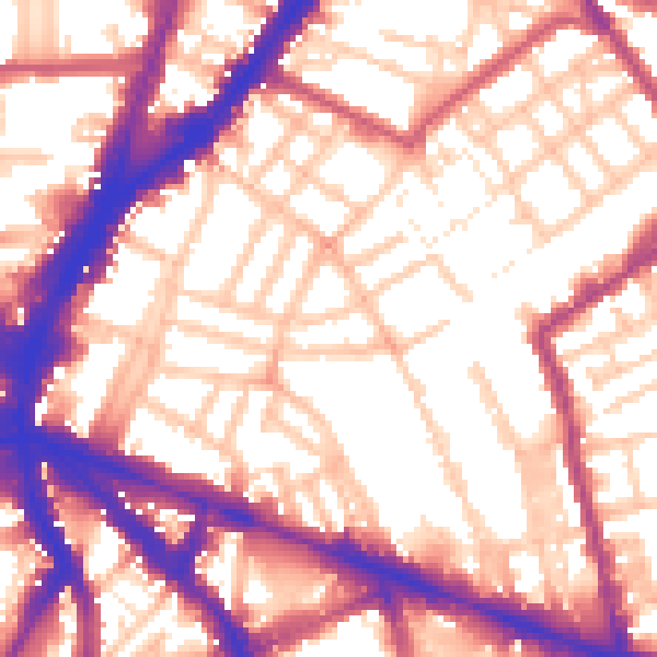 Daytime road noise heatmap for N1 8HF
