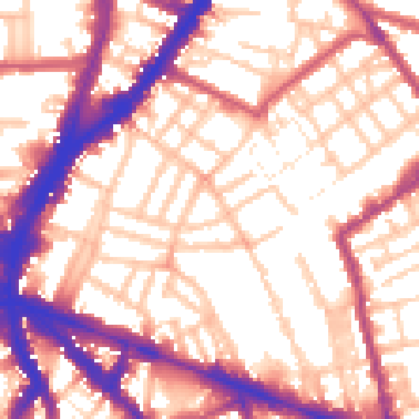 Daytime road noise heatmap for N1 8JF
