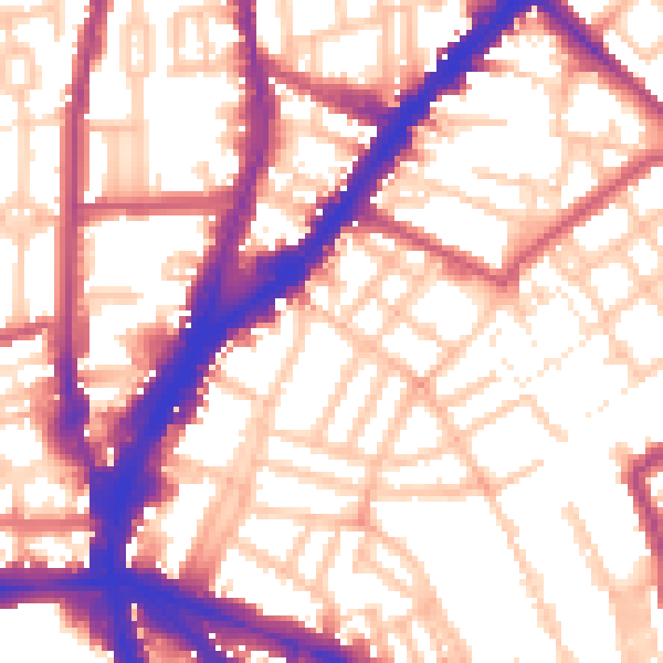 Daytime road noise heatmap for N1 8JG